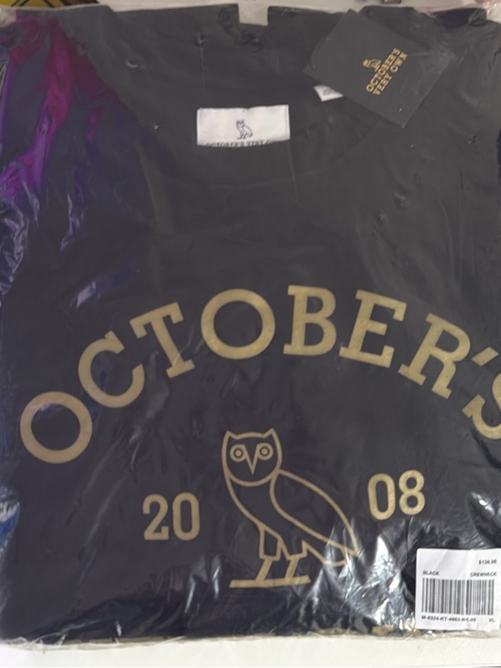 OVO Men’s Crewneck Sweater in Black with Gold Logo